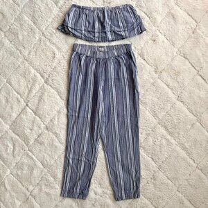 Hollister Blue Gray Striped Two Piece Set
